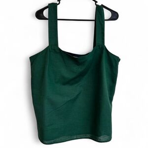 J. Crew Deep Green Square-Neck Tank with Wide Straps